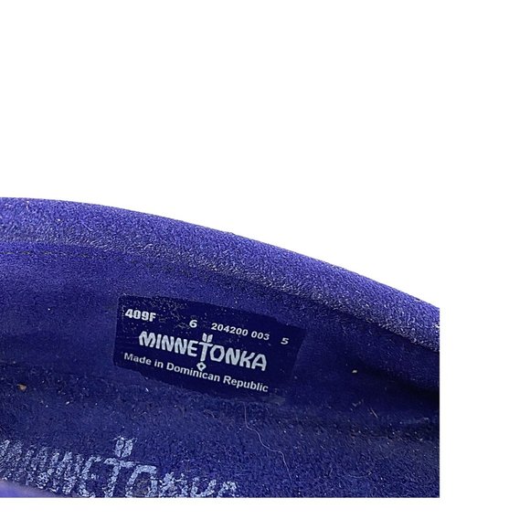 Minnetonka Blue Suede Kilty Moccasins - Picture 10 of 10